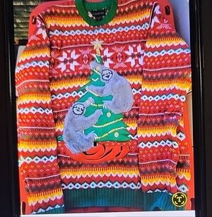 Cozy Holiday Sloth Sweater in Red and Green